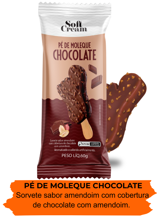 pé de moleque de chocolate
